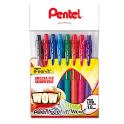 Immagine di Penne Pentel WOW impugnatura triangolare colori assortiti 8pz