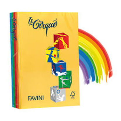 Immagine di Risma 500 fg carta Le Cirque Favini A4 80gr 5 colori forti