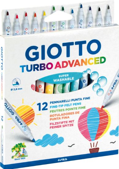 Immagine di Pennarelli Giotto Turbo Advanced super washable 12pz